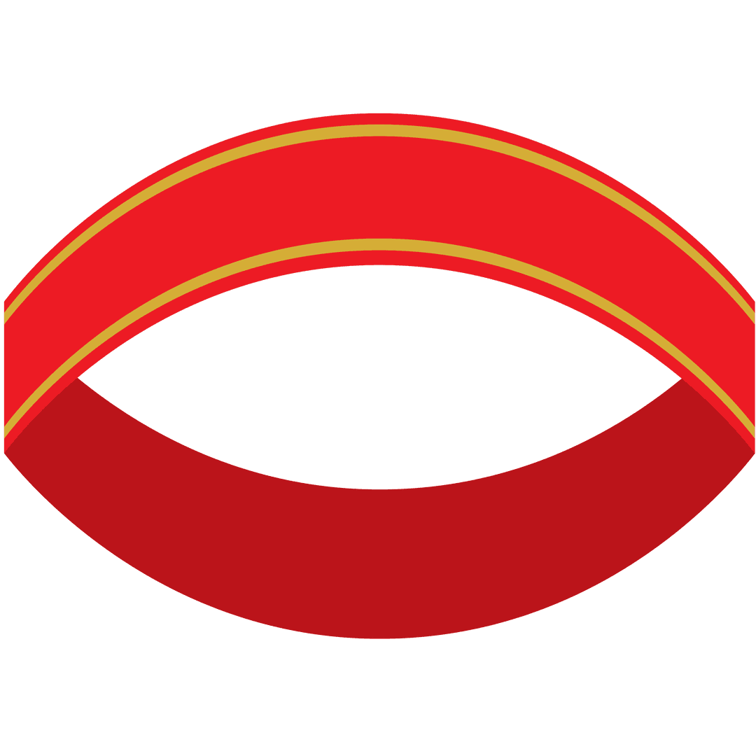 Elegant Red Band Label with Gold Stripe on Transparent Background