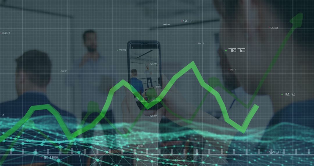 Financial Growth Data Over Office Team Meeting