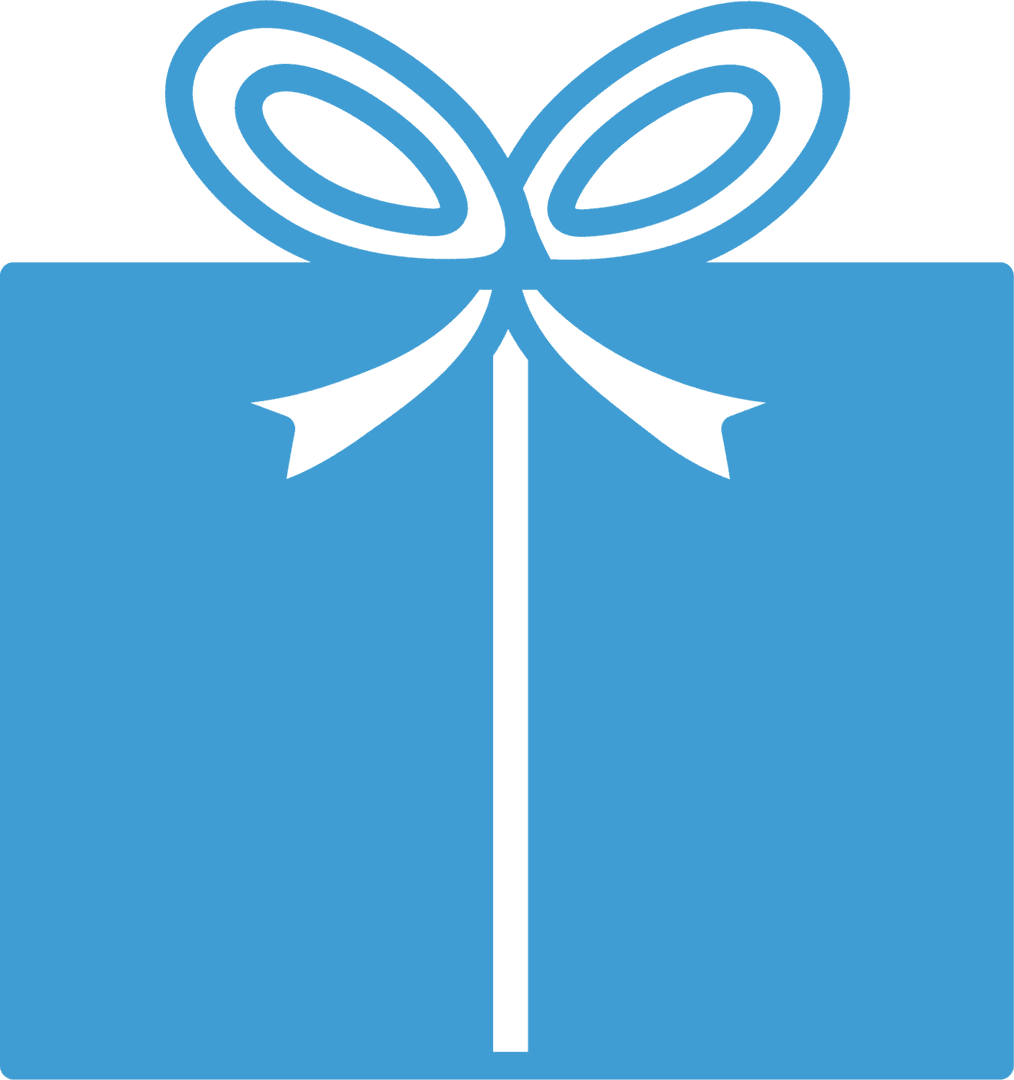 Blue Wrapped Gift Box Illustration on Transparent Background