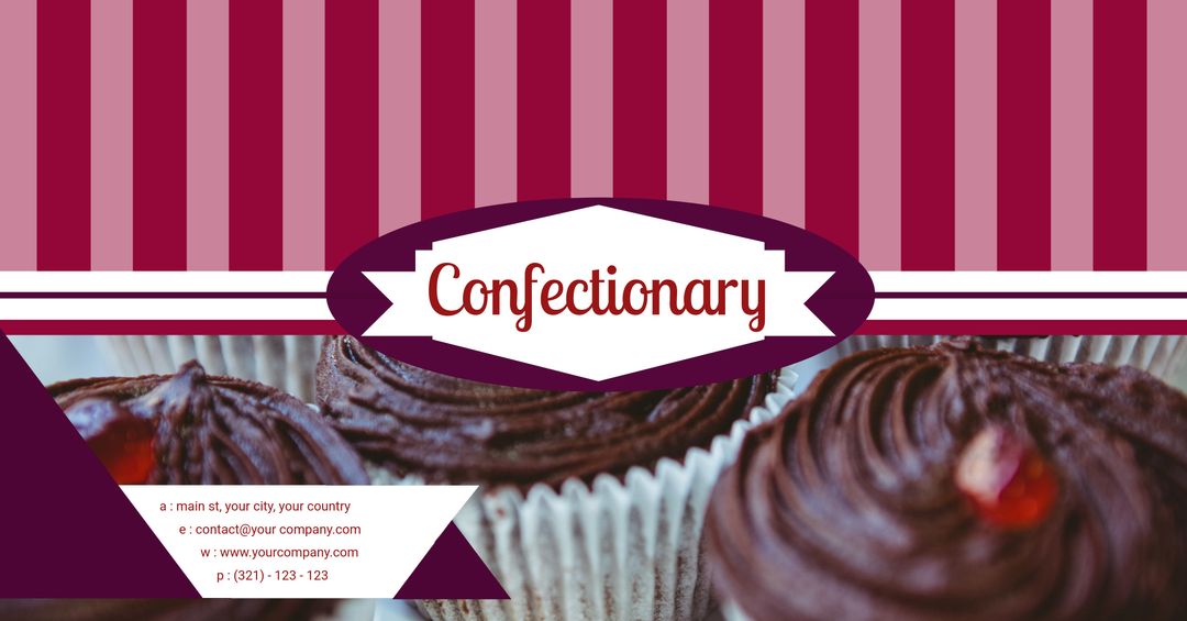 Chocolate Cupcake Confectionery with Striped Design Theme