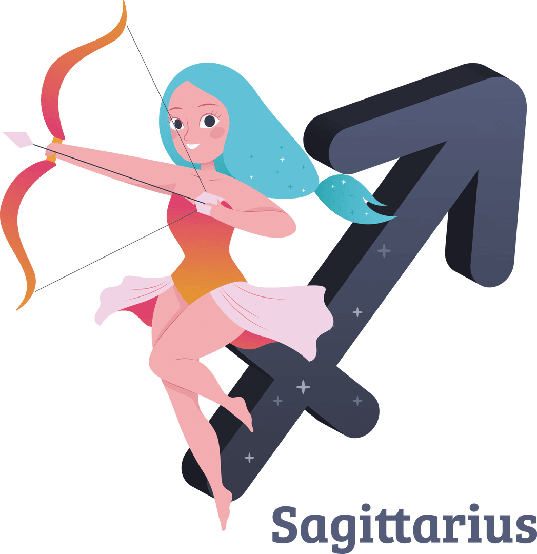 Colorful Sagittarius Symbol on Transparent Background Yinfluences