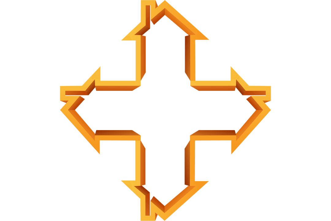 Yellow House Icons Forming Cross on Transparent Background