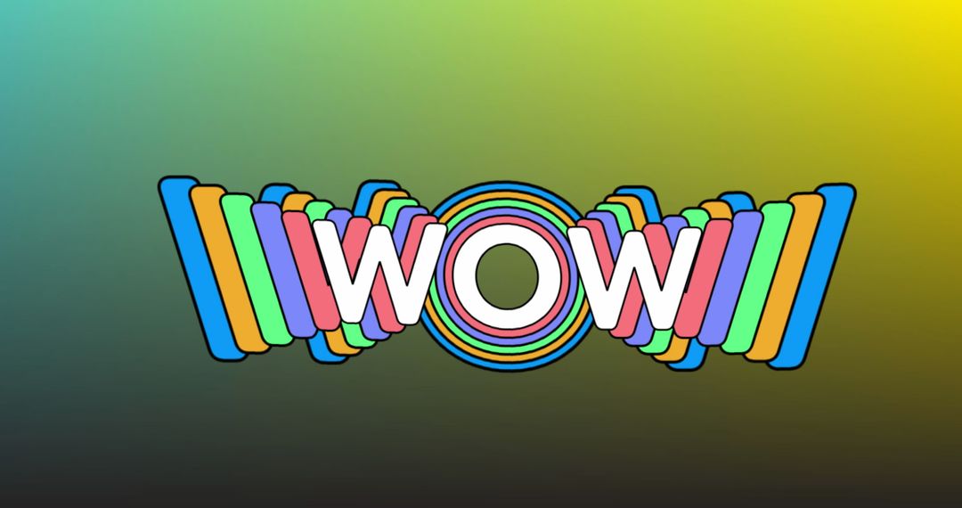 Colorful WOW Typography on Vibrant Gradient Background