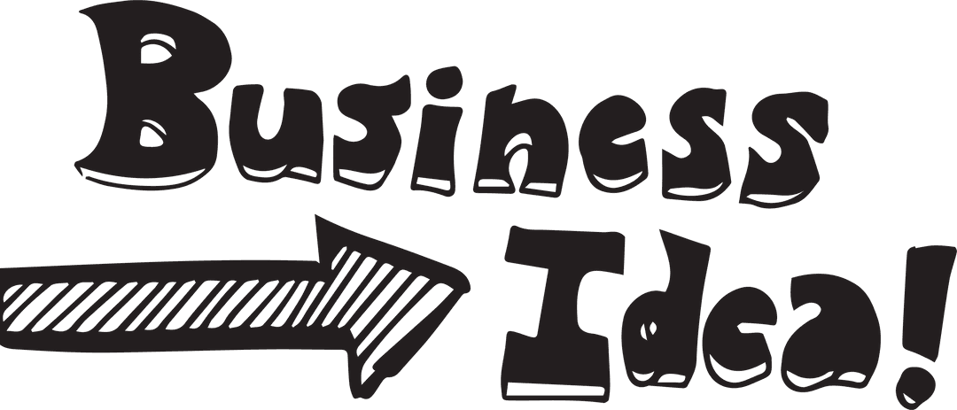 Transparent Hand-Drawn Business Idea Text with Arrow