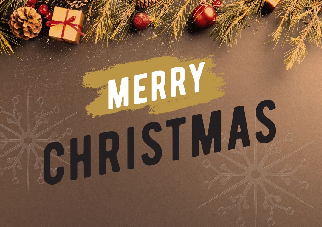 Festive Christmas Greeting with Pine Cones and Gifts