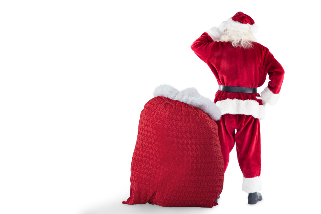 Transparent Santa with Gift Sack and Red Costume - Download Free Stock Images Pikwizard.com