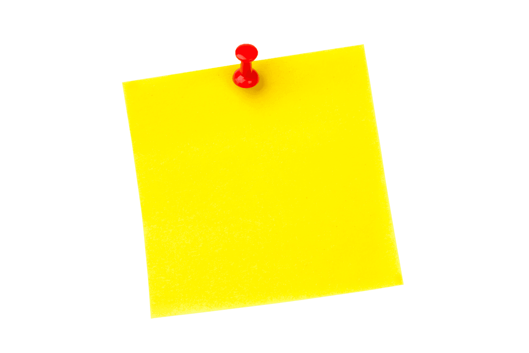 Transparent Sticky Note with Pushpin Isolated on Black