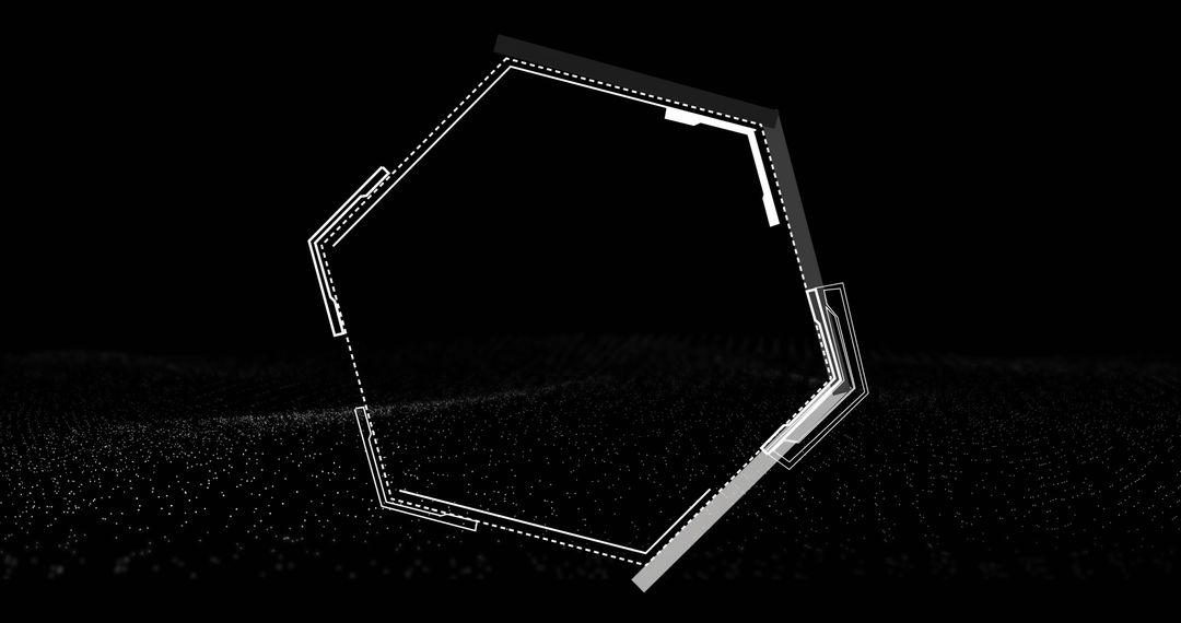 Abstract Hexagon and Digital Interface Element on Black Background