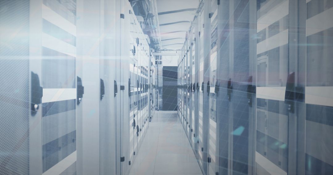 Modern Data Center with High-Tech Light Trails