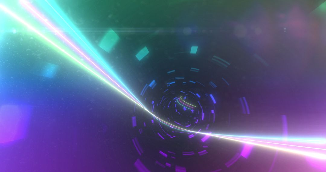 Hypnotic Multicolored Light Tunnel in Fast Motion