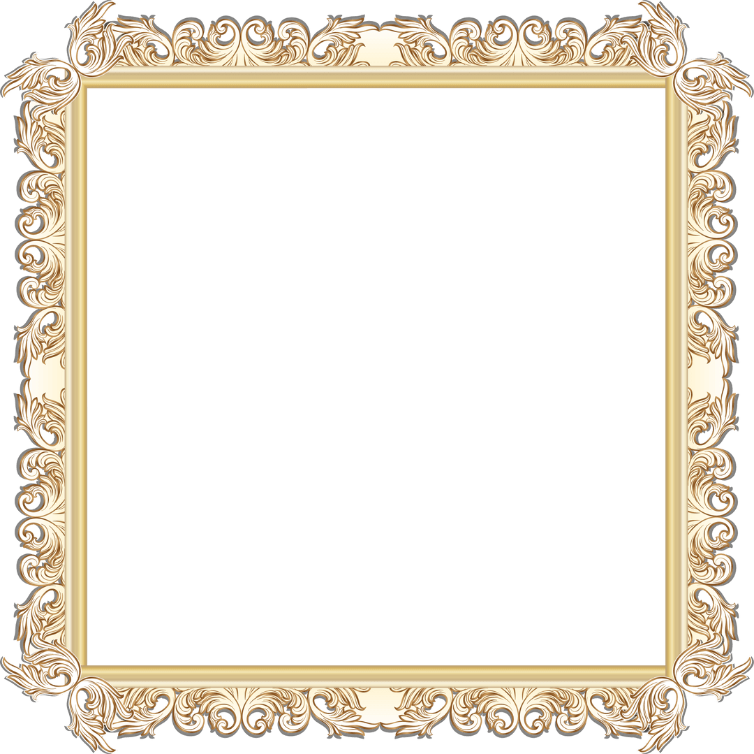 Luxury Ornate Baroque Frame on Transparent Background