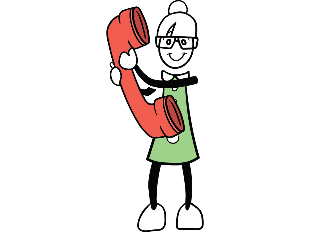 Woman Holding Phone Symbol on Transparent Background