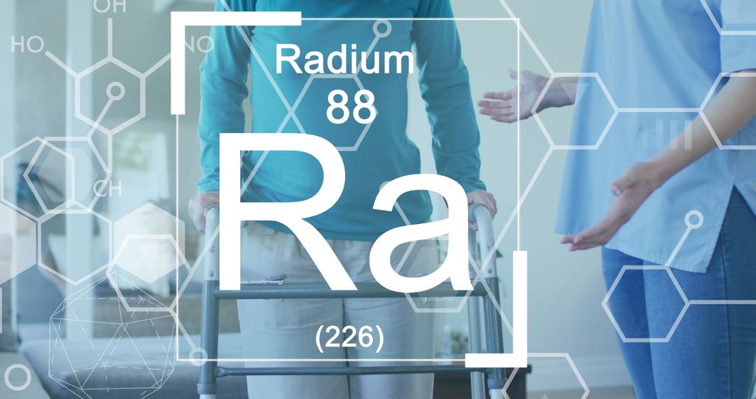 Senior Healthcare with Molecular Elements Overlay