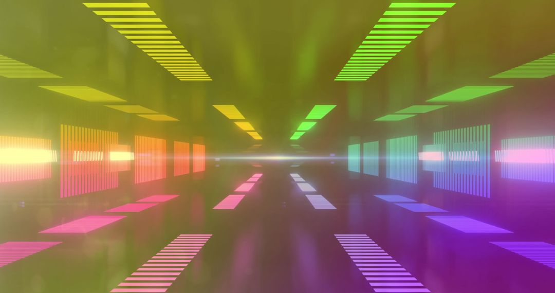 Colorful Neon Light Tunnel with Ambient Glow