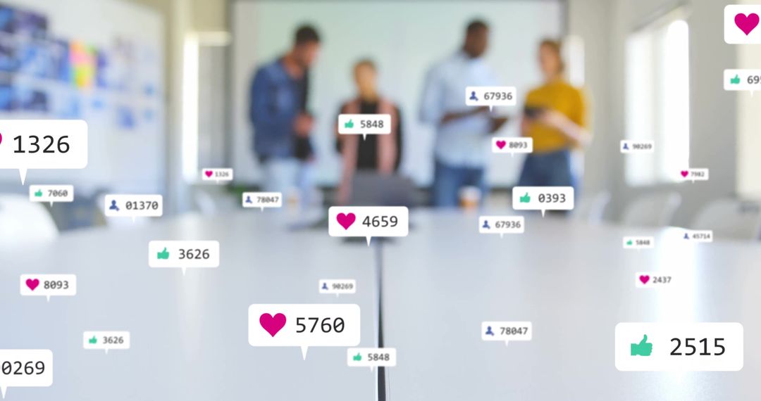 Team Analyzing Social Engagement Metrics in Modern Office