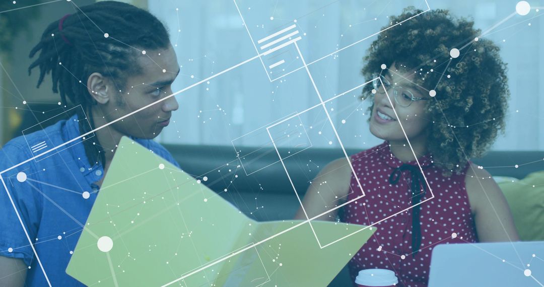 Business Team Collaborating with Data Driven Chart and Technology