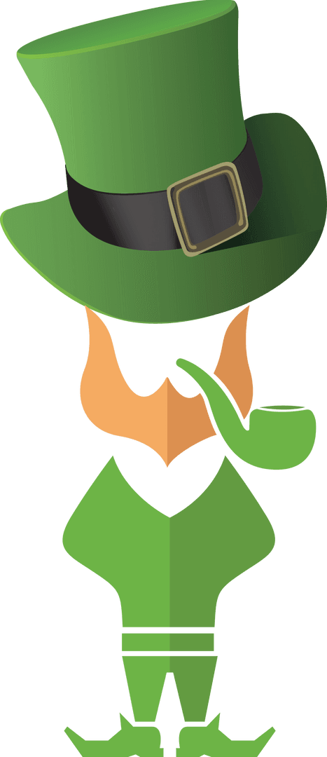 Transparent Leprechaun Character Illustration in Green Suit