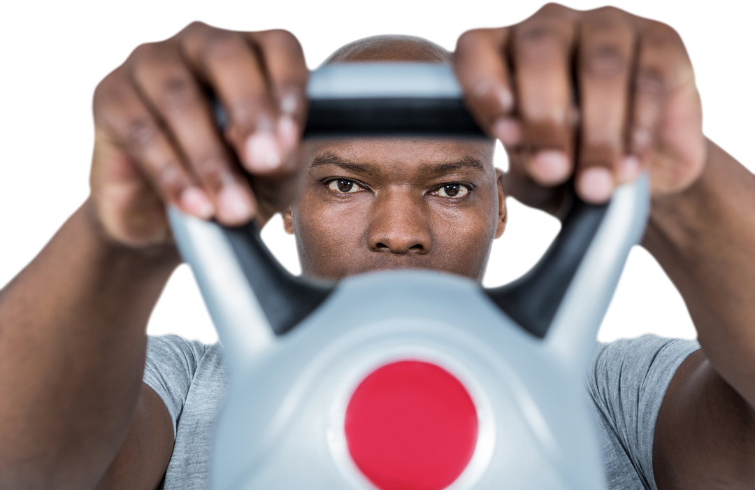 Focused African American Man Exercising with Kettlebell on Transparent Background - Download Free Stock Images Pikwizard.com