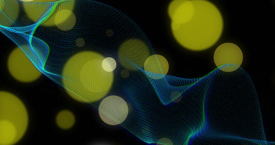 Vibrant Mesh Wave with Bokeh Lights on Black
