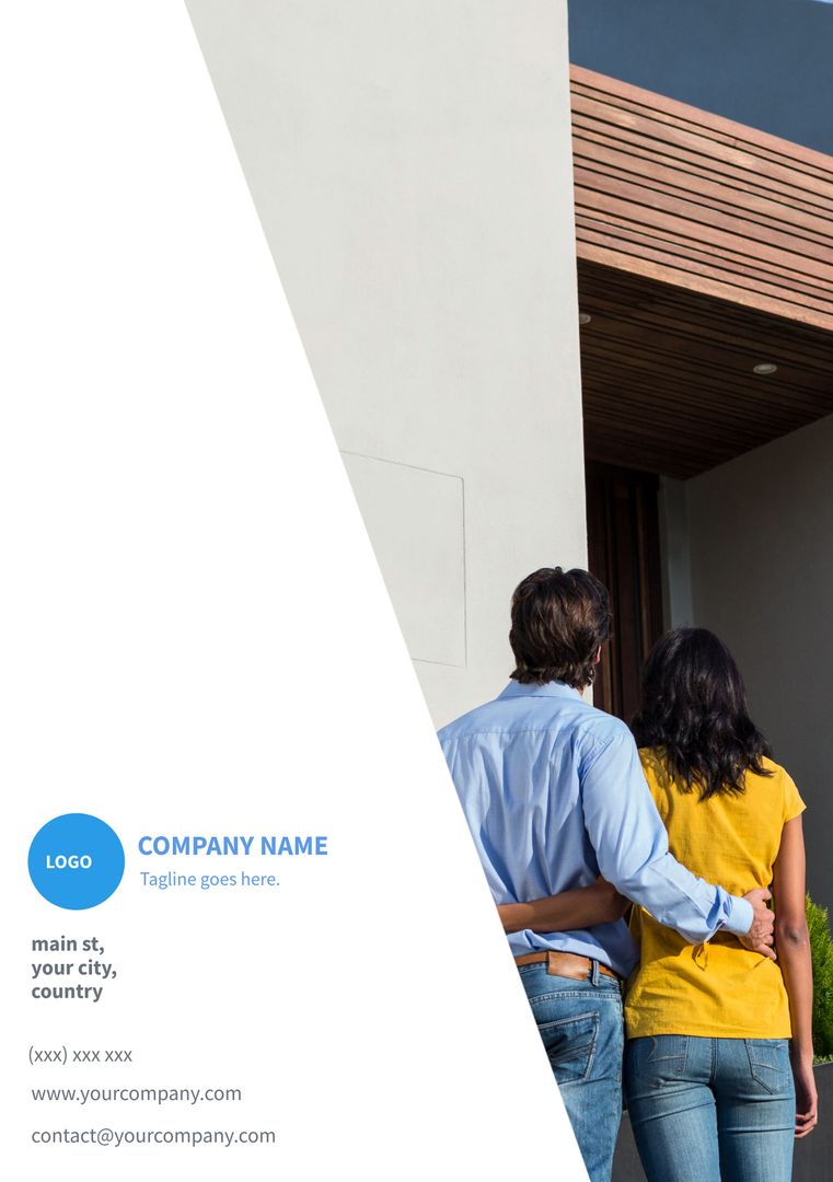 Rear View of Couple Appreciating Modern Home Exterior