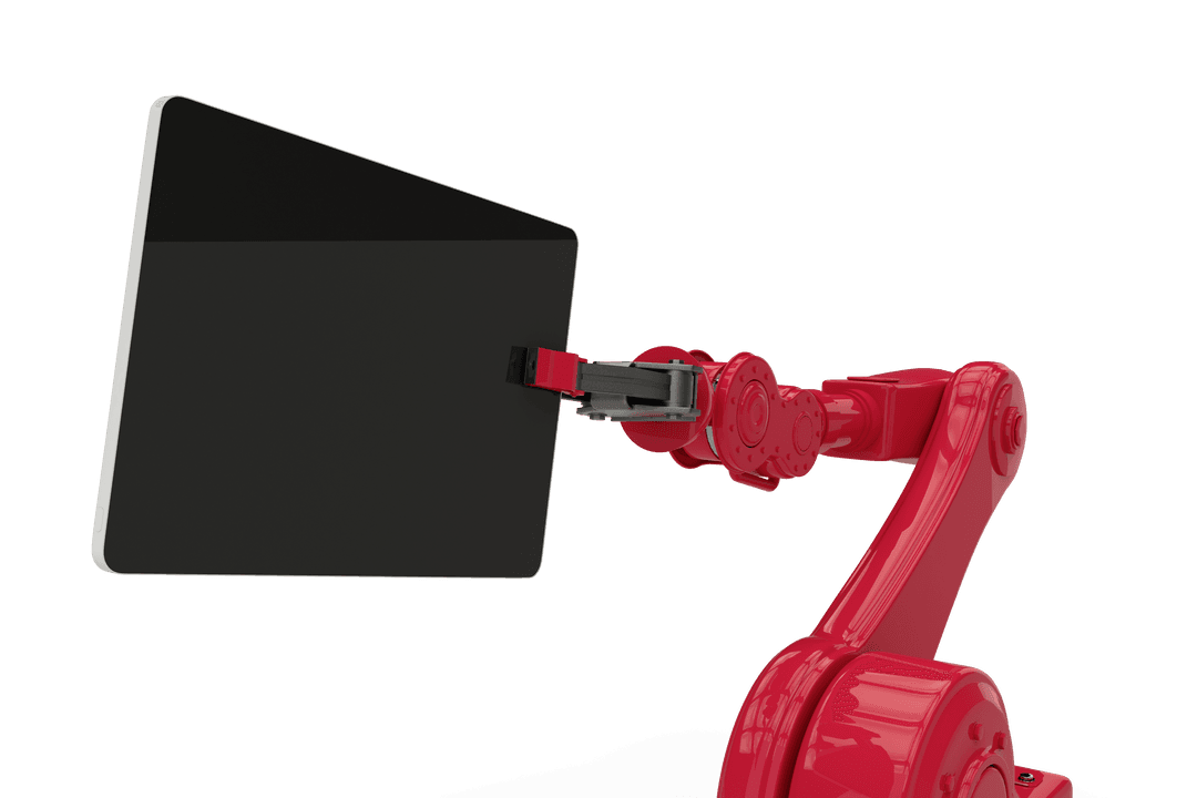Transparent robotic arm operating tablet software concept