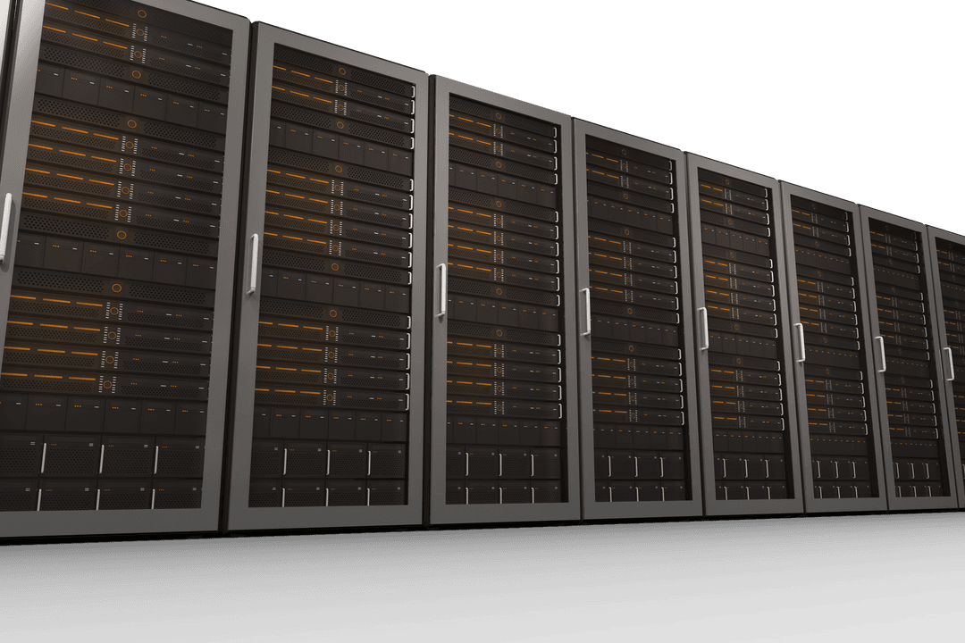 Transparent Vector Illustration of Modern Server Room Racks