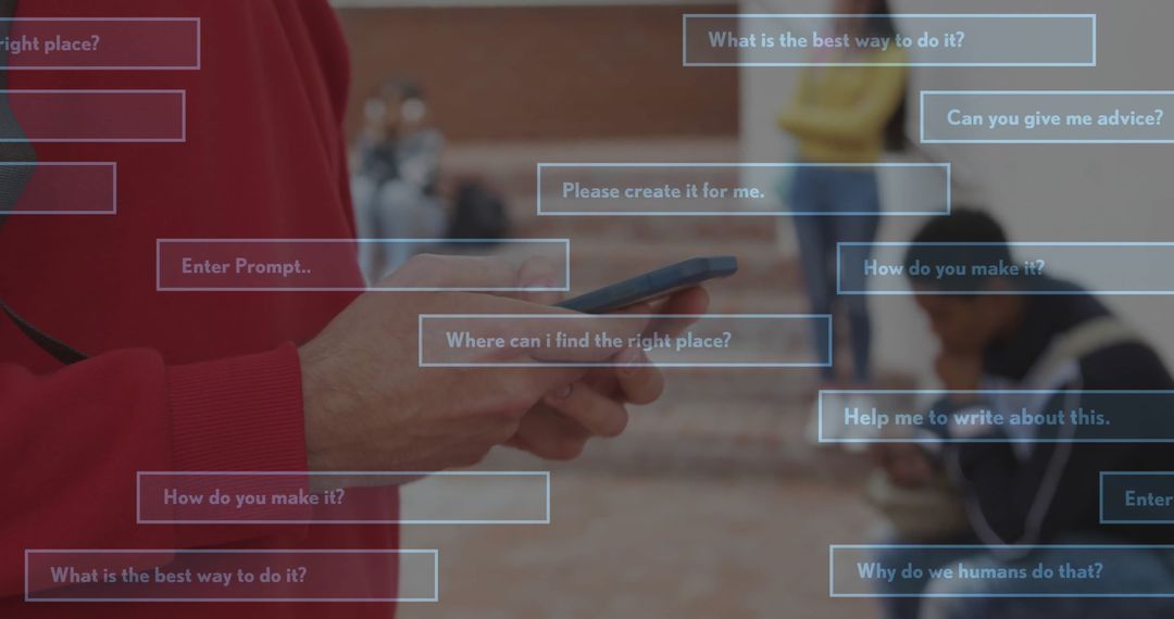 AI Keywords Overlay on Multiethnic Students Using Smartphone