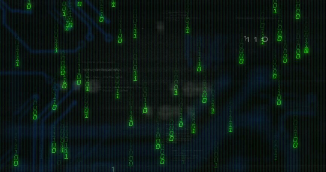 Futuristic Green Binary Code Falling in Virtual Cyberspace