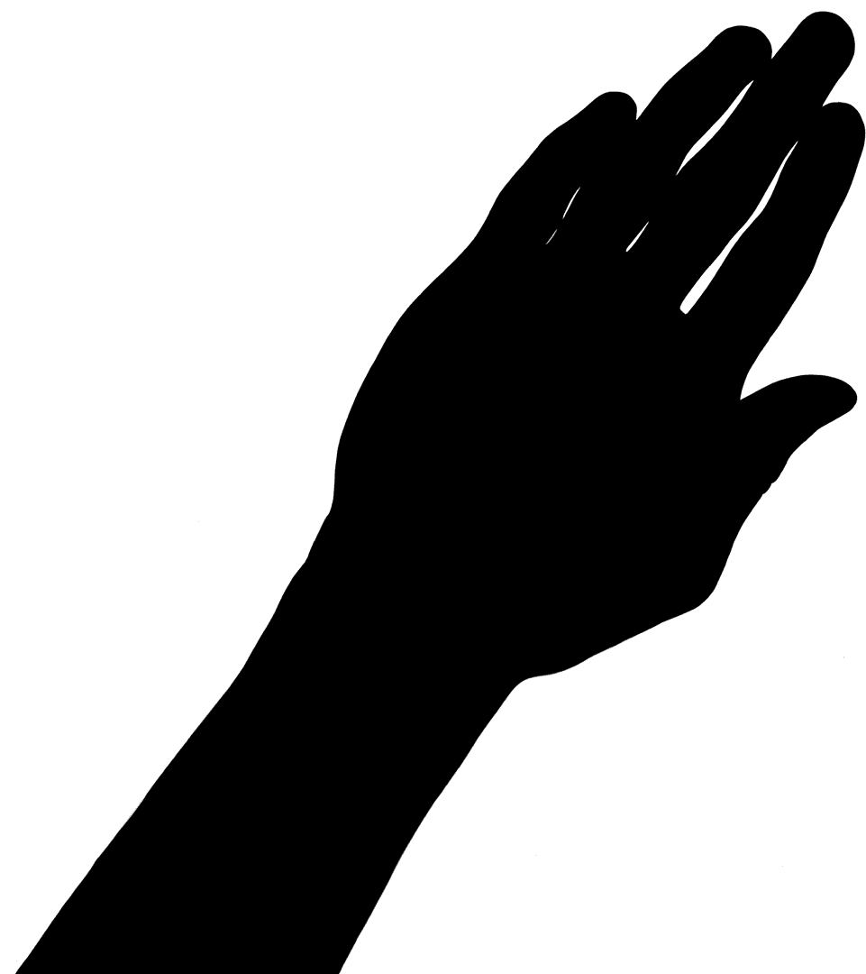 Silhouette of Waving Hand on Transparent Background Vector