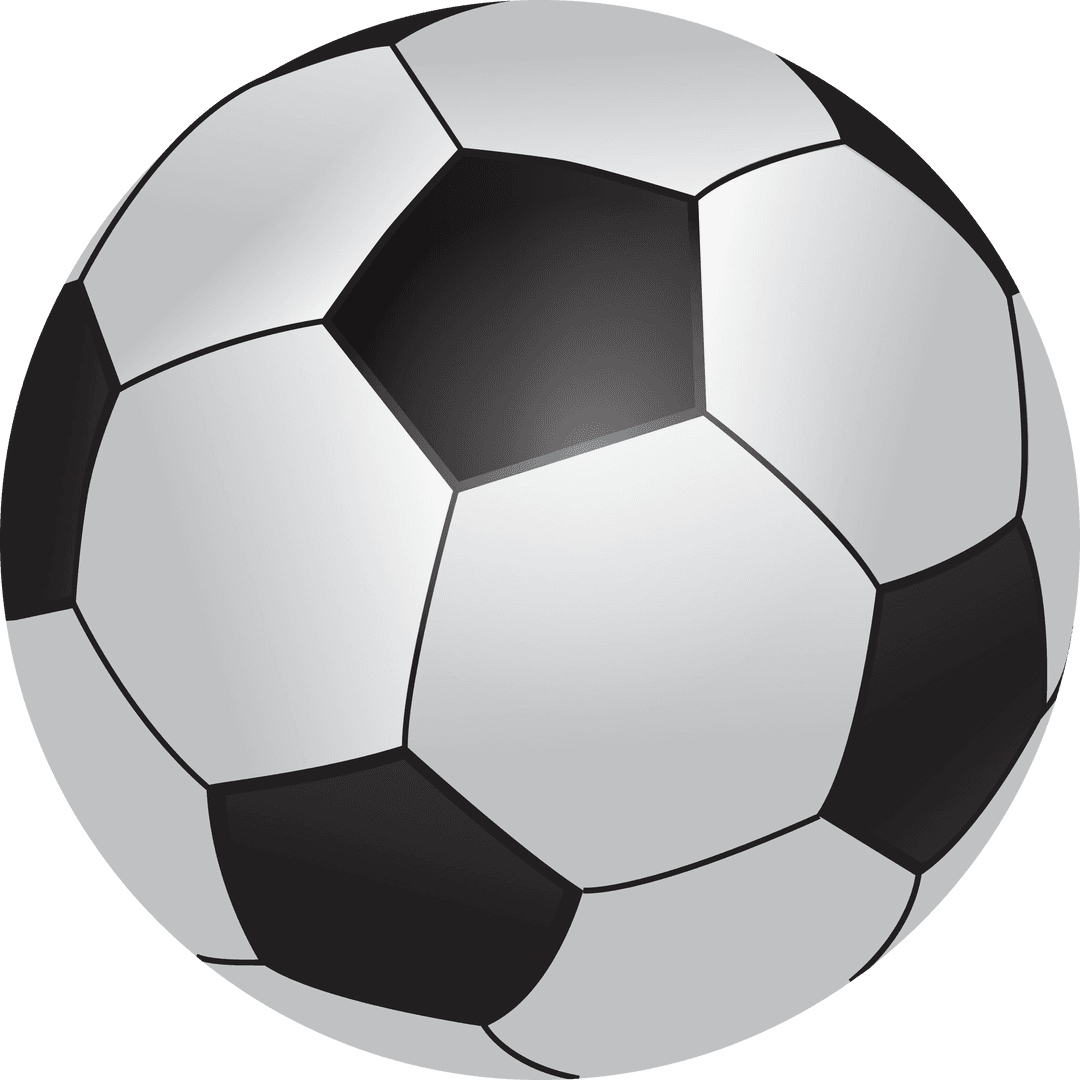 Classic Black and White Soccer Ball Digital Illustration Transparent Background