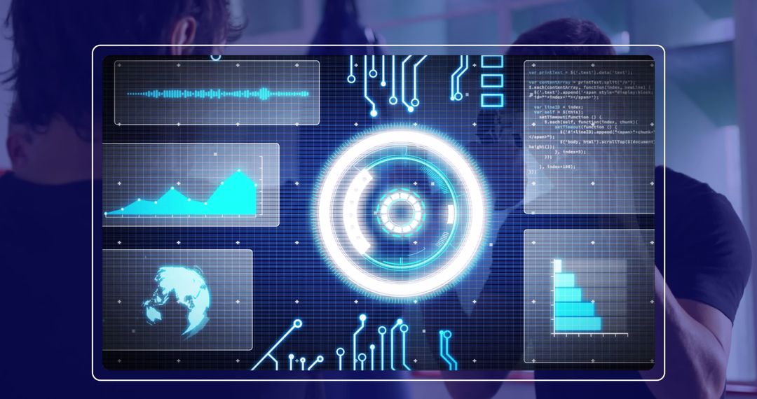Futuristic Interface with Data Analytics and Connectivity Elements