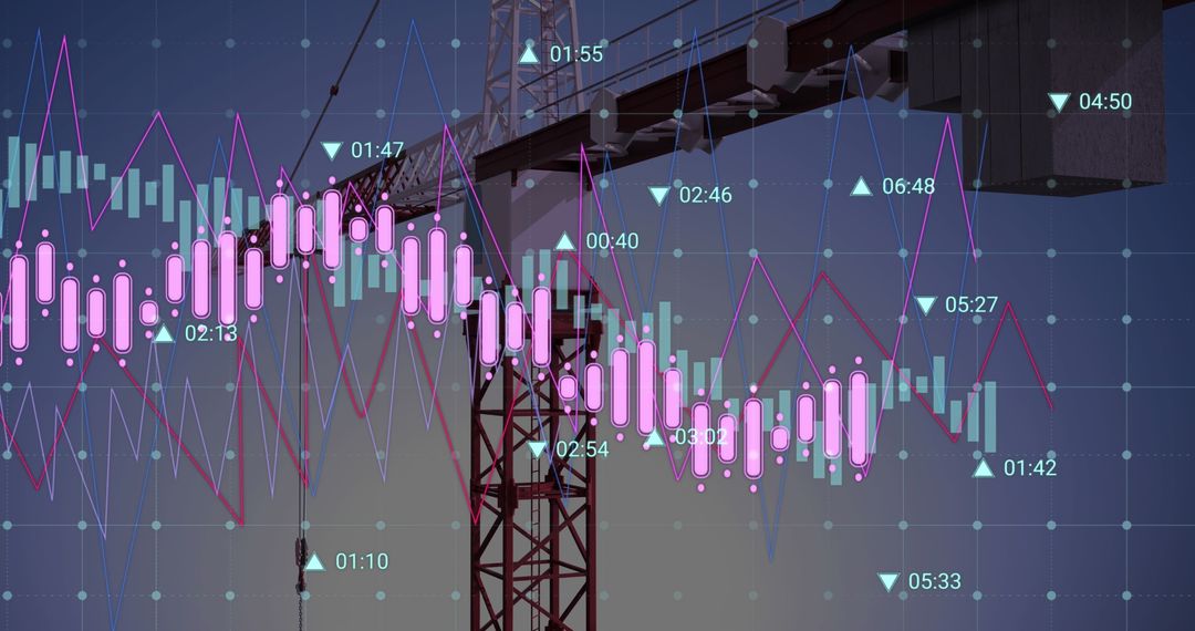Construction Site with Financial Data Overlay and Built-in Technology Concept