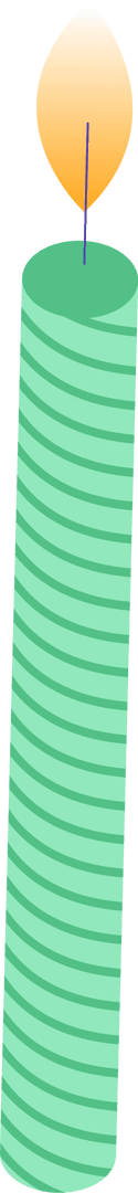 Transparent Striped Green Candle with Orange Flame Vector Art