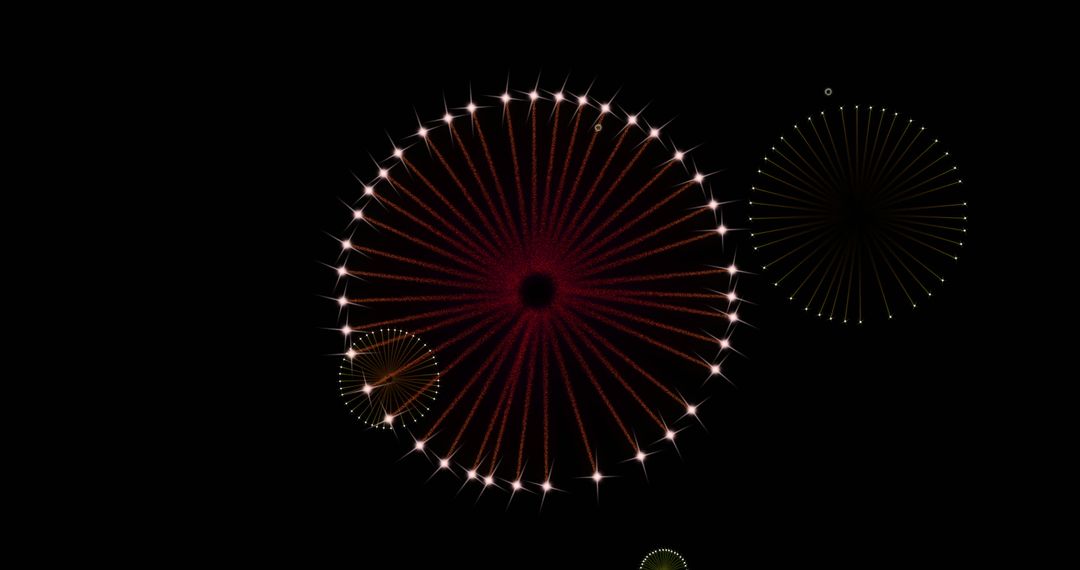 Vibrant Fireworks Exploding over Night Sky