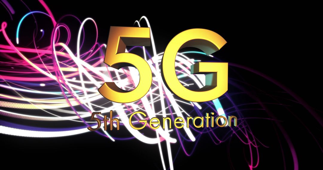 5G Technology with Vibrant Light Trails Background