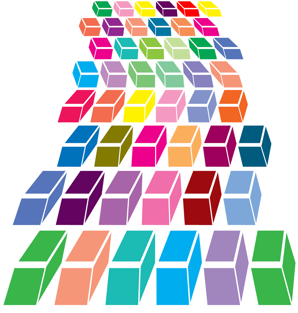 Transparent Multicolored 3D Blocks Art Illustration