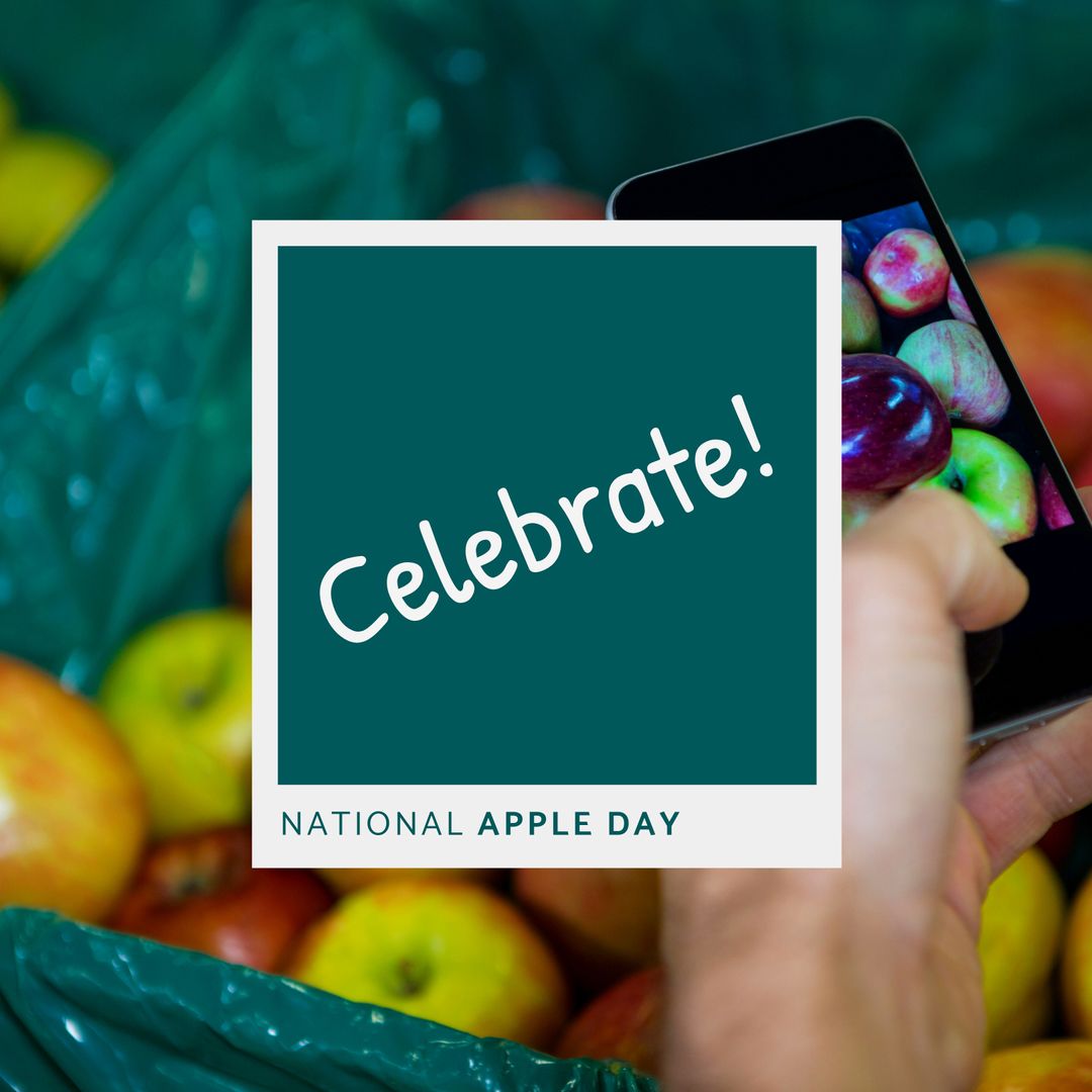 Hand Using Smartphone to Photograph Apples for National Apple Day Celebration - Download Free Stock Templates Pikwizard.com