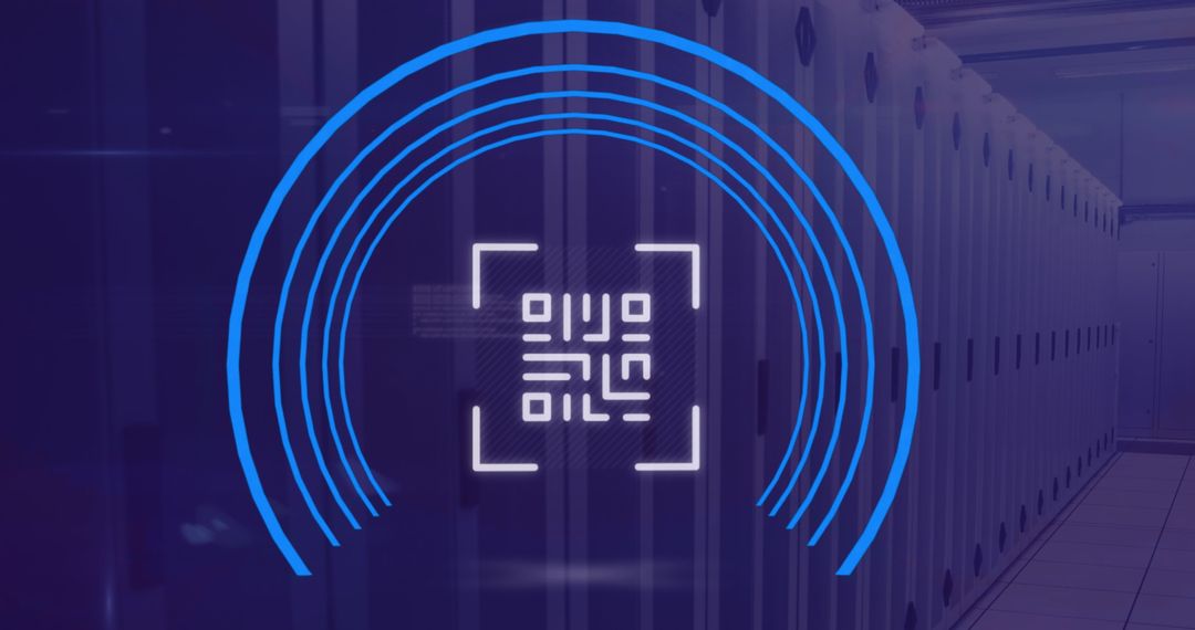 Neon QR Code Scanner Technology in Modern Server Room