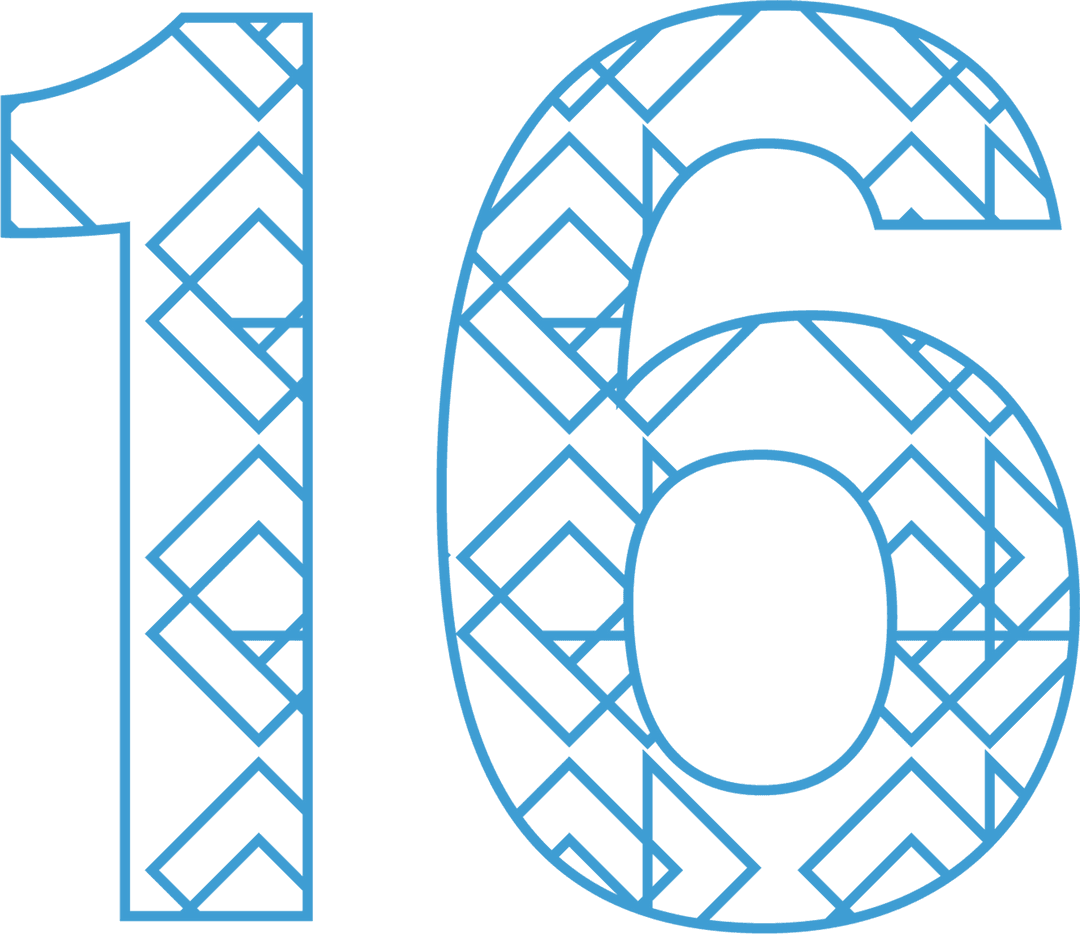 Transparent Blue Number 16 for Birthday Celebrations