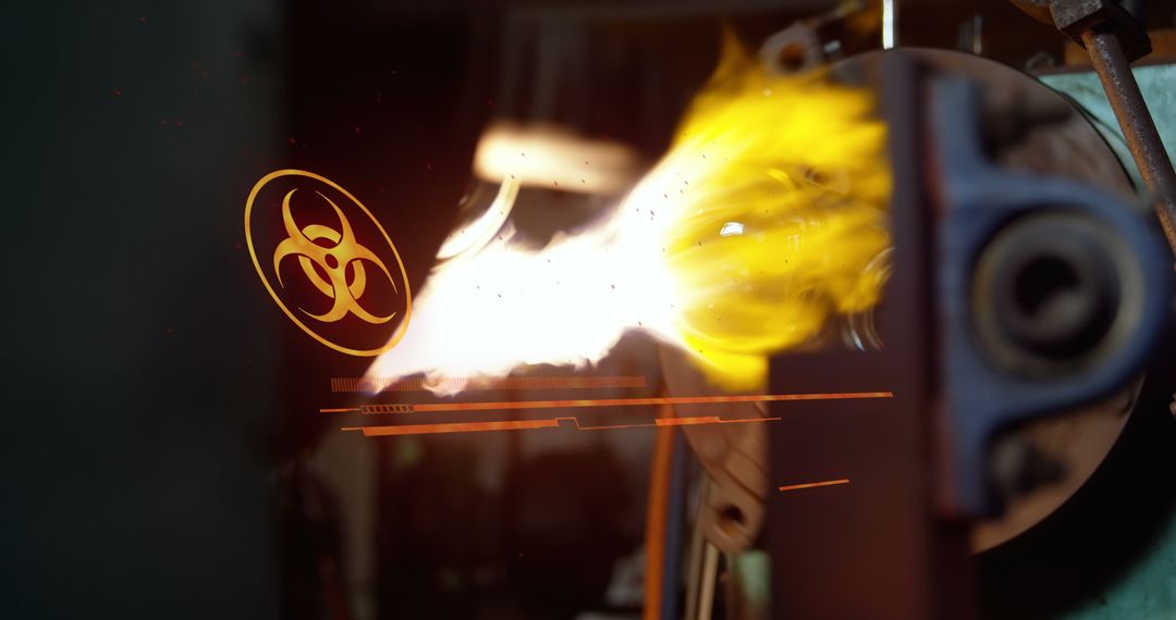 Industrial Safety Warning with Biohazard Symbol