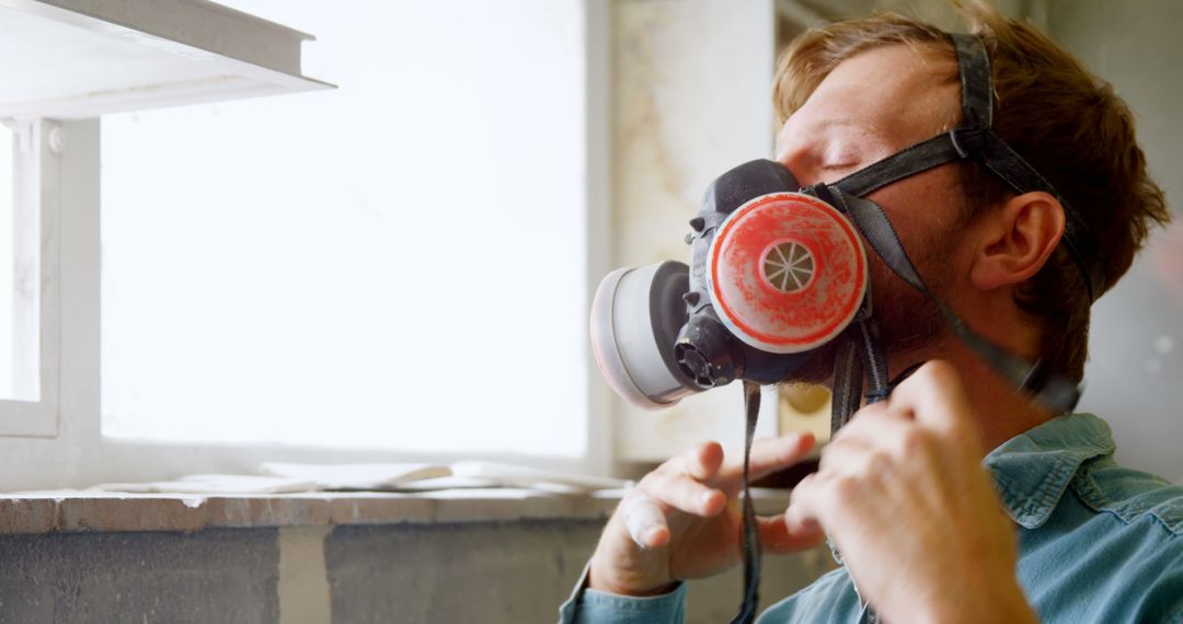 Man Wearing Respirator Mask in Factory Setting - Free Images, Stock Photos and Pictures on Pikwizard.com