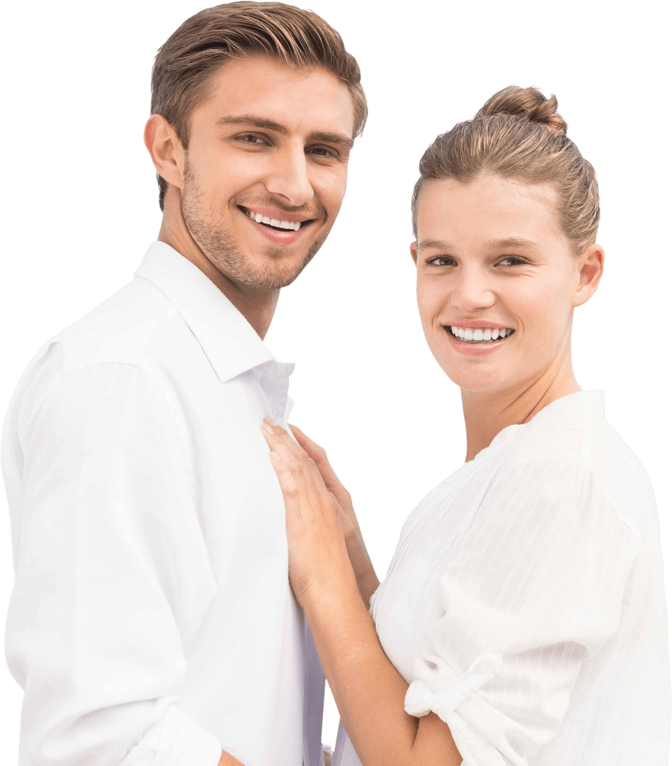 Romantic Caucasian Couple Smiling on Transparent Background