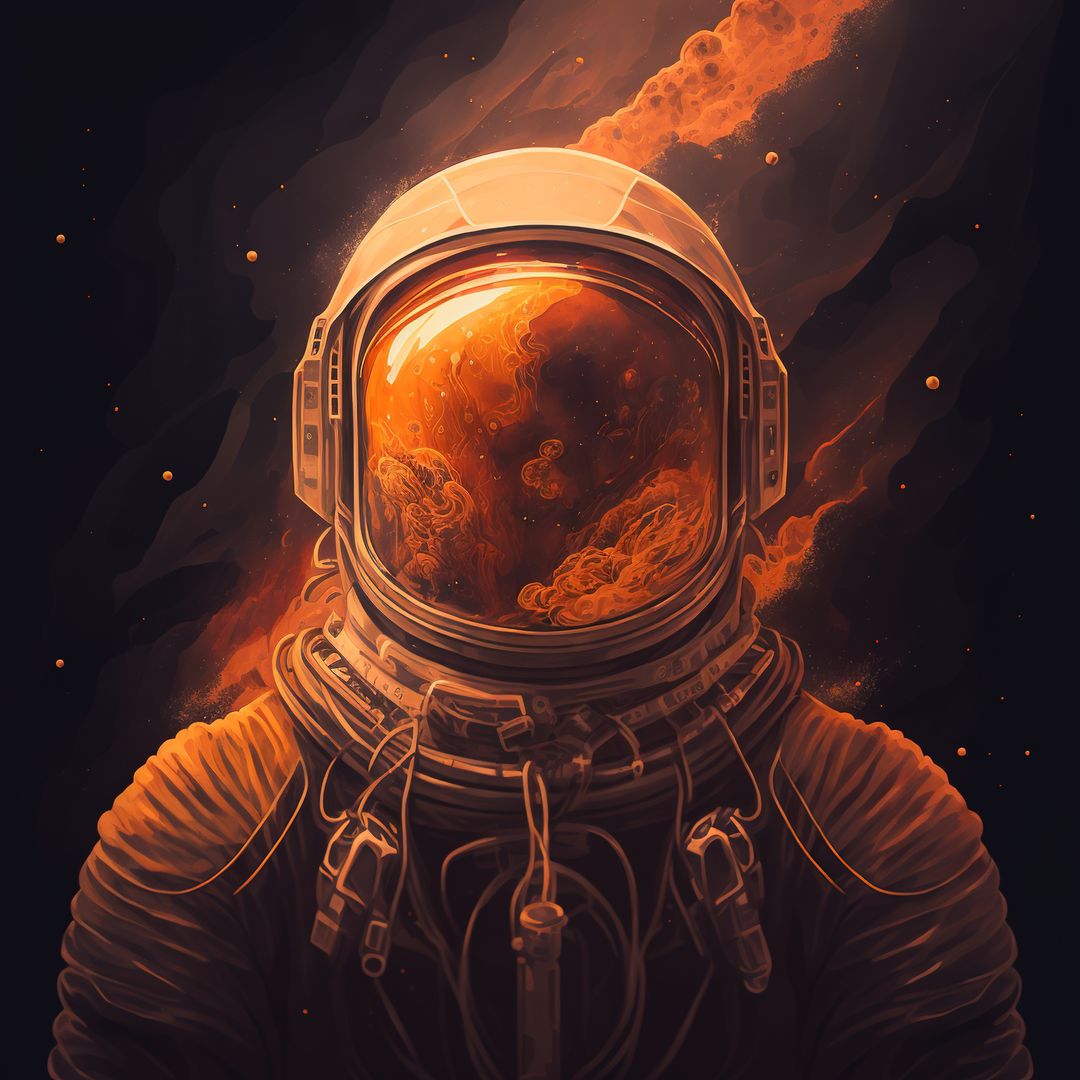 Surreal Astronaut in Cosmic Wilderness, AI-Generated Space Art