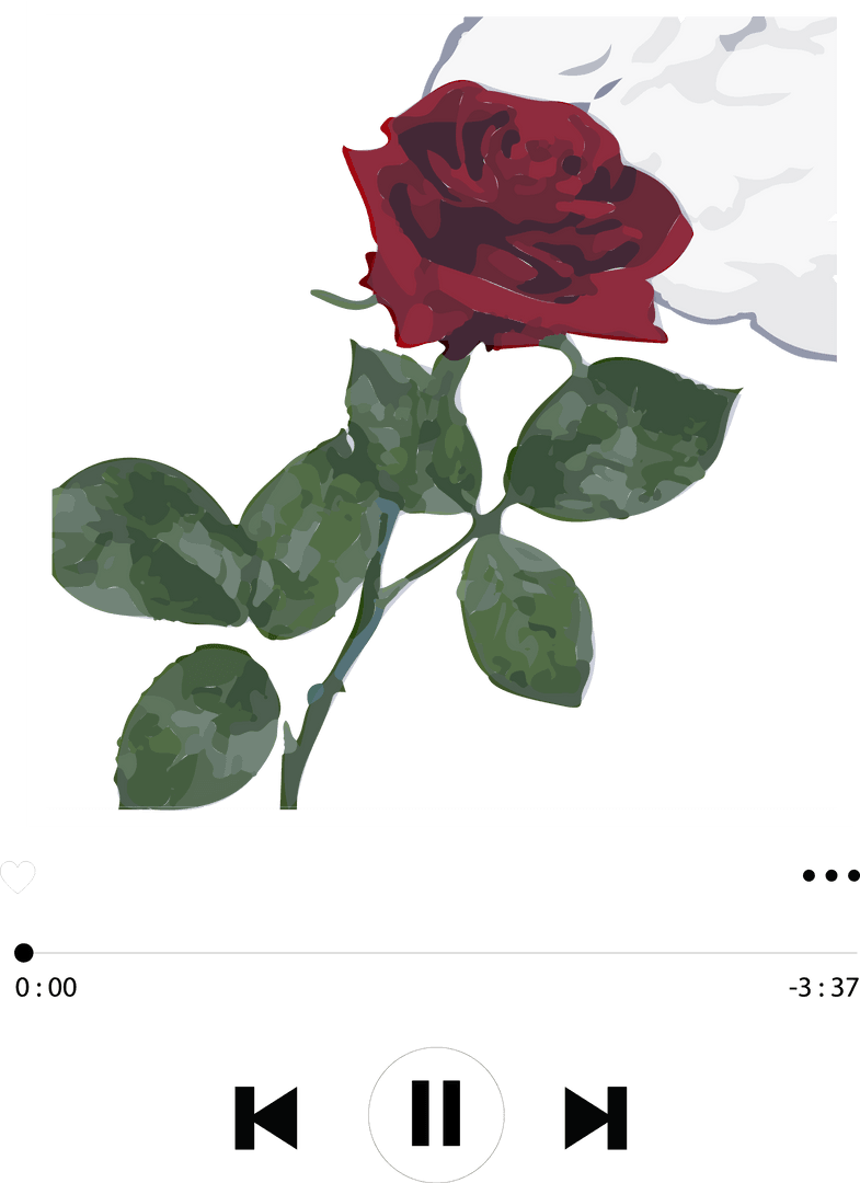 Transparent Audio Interface with Red Rose and Leaves