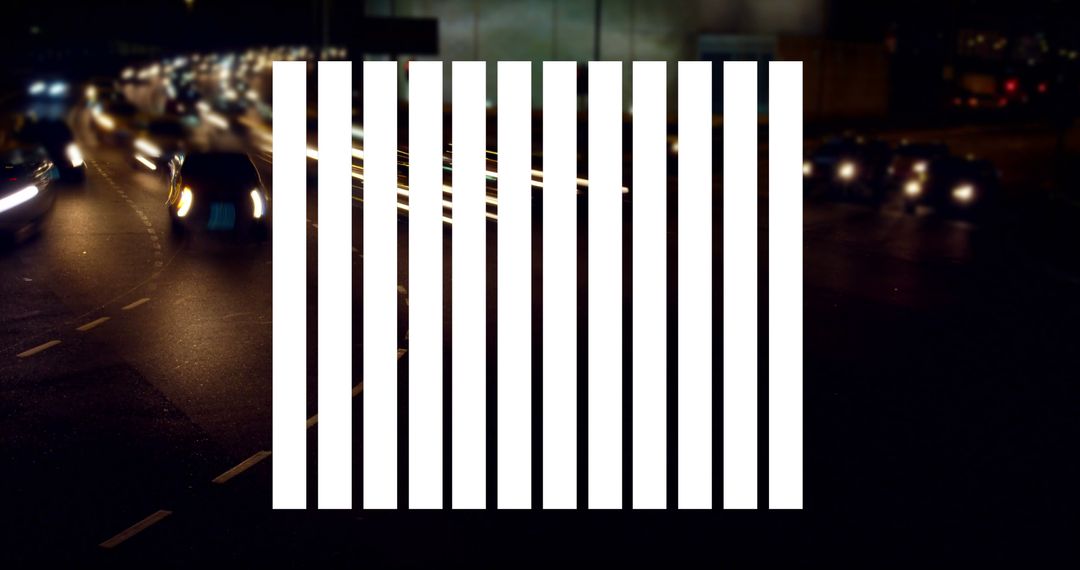 Digitally Generated Data Grid Overlaying Cityscape