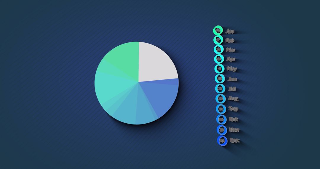 Colorful 3D Pie Chart Illustration with Monthly Breakdown