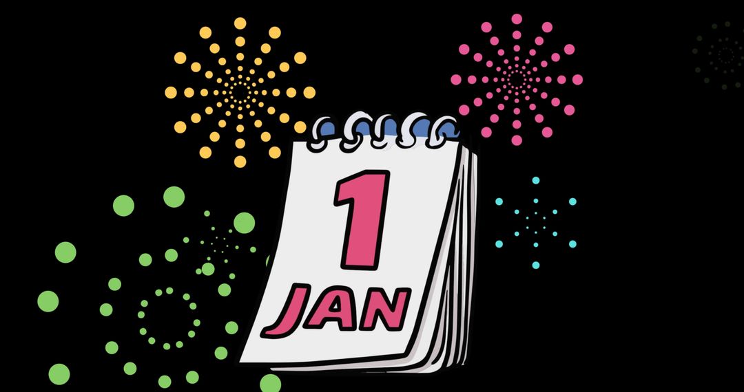 New Year Celebration Calendar with Explosive Fireworks