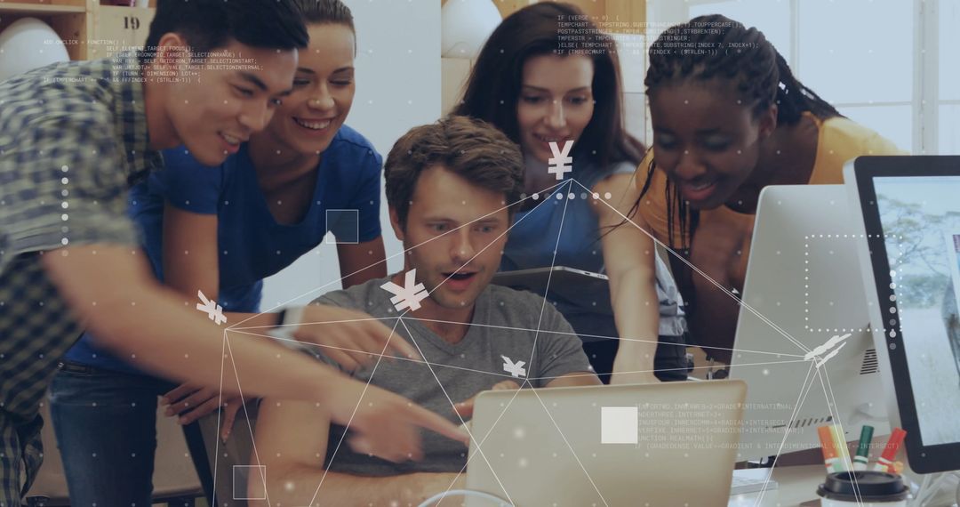 Diverse Team Engaging with Digital Financial Analytics on Computer