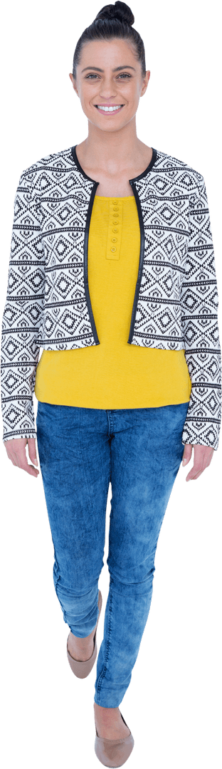 Transparent Full Length Woman Walking in Casual Attire