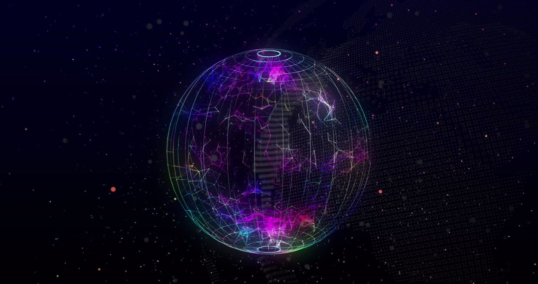 Futuristic Neon Digital Sphere with Abstract Energy Patterns